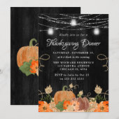 Invitation Dîner de Thanksgiving à la citrouille rustique et (Devant / Derrière)