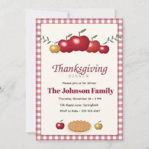 Invitation Dîner de Thanksgiving à la ferme Apple Gingham