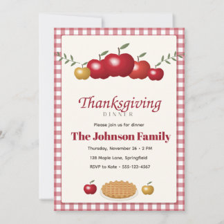 Invitation Dîner de Thanksgiving à la ferme Apple Gingham