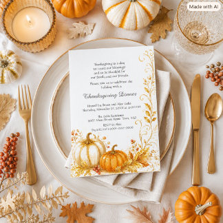 Invitation Dîner de Thanksgiving à la patch de citrouilles à