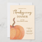 Invitation Dîner de Thanksgiving à la pumpkin rustique (Devant)