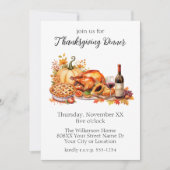 Invitation Dîner de Thanksgiving à l'aquarelle (Devant)