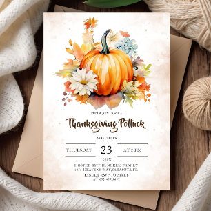 Invitation Dîner de Thanksgiving à l'automne Potiron Rustique