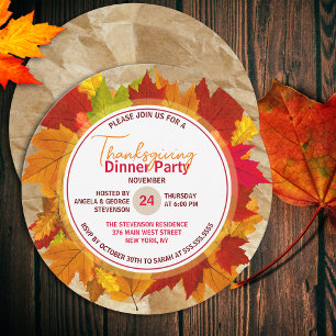 Invitation Dîner de Thanksgiving à l'automne rustique