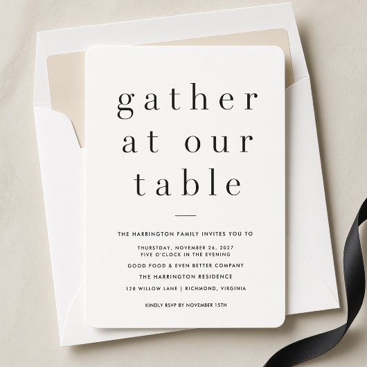 Invitation Dîner de Thanksgiving à notre table