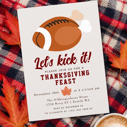 Invitation Dîner de Thanksgiving Amusant Let's Kick It