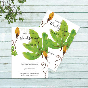Invitation Dîner de Thanksgiving Aquarelle Citrouille