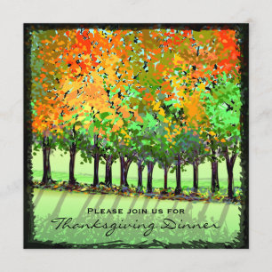 Invitation - dîner de thanksgiving - arbres