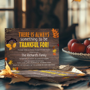 Invitation Dîner de Thanksgiving automnal rustique