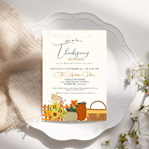 Invitation Dîner de Thanksgiving automne Citrouille Dinde fêt