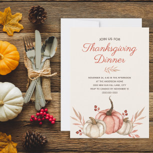 Invitation Dîner de Thanksgiving automne rustique campagne