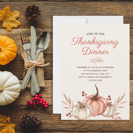 Invitation Dîner de Thanksgiving automne rustique campagne