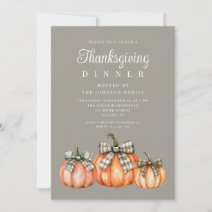 Invitation Dîner de Thanksgiving aux citrouilles élégantes