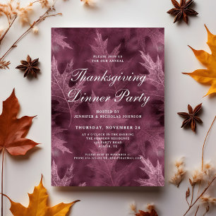 Invitation Dîner de Thanksgiving aux feuilles d'automne éléga