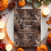Invitation Dîner de Thanksgiving aux feuilles d'automne rusti