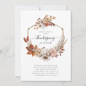 Invitation Dîner de Thanksgiving aux feuilles d'automne rusti (Devant)