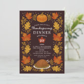 Invitation Dîner de Thanksgiving aux feuilles d'automne rusti (Debout devant)