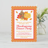 Invitation Dîner de Thanksgiving avec un dindon mignon (Debout devant)