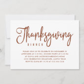 Invitation Dîner de Thanksgiving | Blanc avec feuilles d'auto (Devant)
