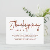 Invitation Dîner de Thanksgiving | Blanc avec feuilles d'auto (Debout devant)