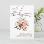 Invitation Dîner de Thanksgiving Boho Pumpkin Automne Fleurit (Debout devant)