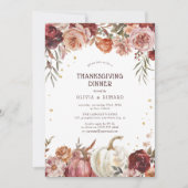 Invitation Dîner de Thanksgiving Boho Pumpkin Autumn Bloom (Devant)