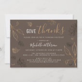 Invitation Dîner de Thanksgiving Botanique Élégant (Devant)