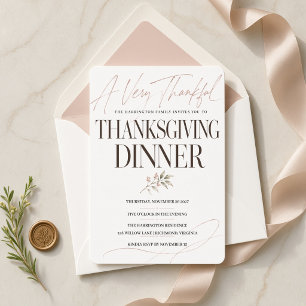 Invitation Dîner de Thanksgiving botanique très reconnaissant