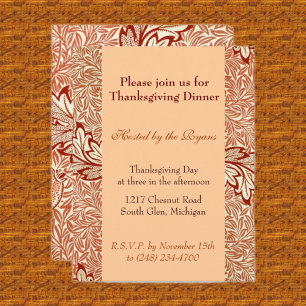 Invitation Dîner de Thanksgiving botanique vintage