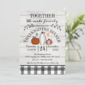 Invitation Dîner de Thanksgiving Buffalo Plaid Citrouilles (Debout devant)