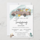 Invitation Dîner de Thanksgiving Camion Citrouille Aquarelle (Devant)