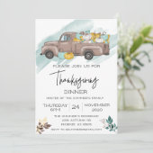 Invitation Dîner de Thanksgiving Camion Citrouille Aquarelle (Debout devant)
