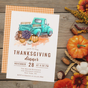 Invitation Dîner de Thanksgiving Camion de Ferme Rustique