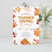 Invitation Dîner de Thanksgiving Citrouille et feuilles d'aut (Debout devant)