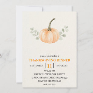 Invitation Dîner de Thanksgiving Citrouille et Feuilles d'Aut