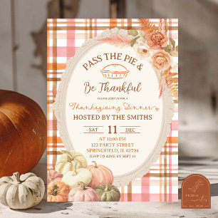 Invitation Dîner de Thanksgiving Citrouille Fantaisiste