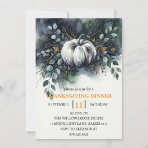 Invitation Dîner de Thanksgiving Citrouille & Feuilles d'Auto