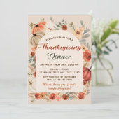 Invitation Dîner de Thanksgiving Citrouille Floral Boho (Debout devant)