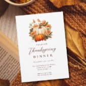 Invitation Dîner de Thanksgiving Citrouille Floral Script Bla