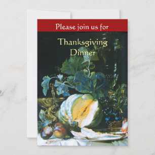 Invitation DÎNER DE THANKSGIVING Citrouille, fruits et verrer