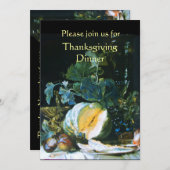INVITATION DÎNER DE THANKSGIVING CITROUILLE, FRUITS ET VERRER (Devant / Derrière)