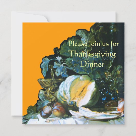 INVITATION DÎNER DE THANKSGIVING CITROUILLE, FRUITS ET VERRER (Devant)