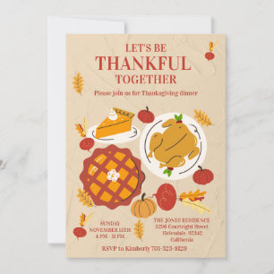 Invitation Dîner de Thanksgiving Citrouille Tarte Mignonne