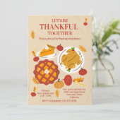 Invitation Dîner de Thanksgiving Citrouille Tarte Mignonne (Debout devant)