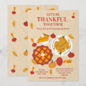 Invitation Dîner de Thanksgiving Citrouille Tarte Mignonne (Devant / Derrière)
