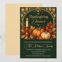 Dîner de Thanksgiving Citrouilles Vintage Vert Fon