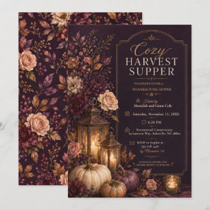 Invitation Dîner de Thanksgiving Cozy Harvest