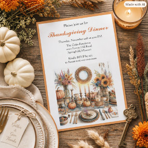 Invitation Dîner de Thanksgiving dans un cottage campagnard