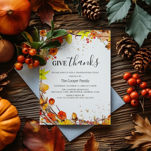 Invitation Dîner de Thanksgiving d'automne 'Rendez Grâce'