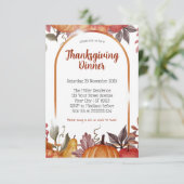 Invitation Dîner de Thanksgiving de citrouille florale modern (Debout devant)